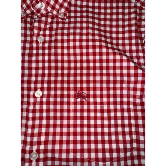 Burberry Brit Red White Gingham Nova Check Print Button Down Long Sleeve Shirt S - Picture 4 of 9
